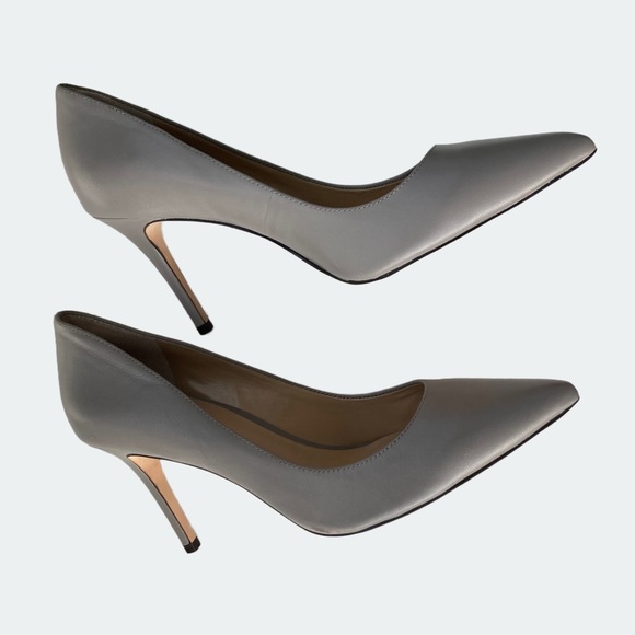 Ann Taylor Heels Gray Leather Pump Size 9.5 - Picture 2 of 9